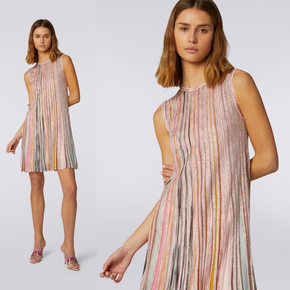 Like new Missoni Pleated sleeveless mini-dress with sequins $1,530 44 - Picture 5 of 10